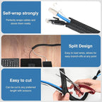 Nilight Cable Sleeve, 25ft-1/2inch Cord Management Sleeves, Braided Sleeving, Split Self Wrapping Wire Loom for Computer Electrical Automotive Harness Protector Organizer, Black