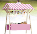 Collapsible Mobile Market Stall Carts Vendor on Wheels, Wood Outdoor Vendor Cart, Easy to Assemble for Parties, Birthdays, Weddings, Bar(Pink2,150cm/59in)