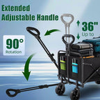 Collapsible Wagon Cart Foldable 120L 360lbs Capacity, Lightweight Portable Beach Wagon, Shopping Carts with Wheels for Grocery, Camping, Shopping, Garden Cart