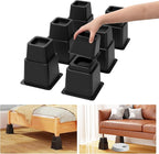 3, 5 or 8 inch Bed Risers Heavy Duty, Adjustable Furniture Risers for Bed, Sofa, Table, Chair, Support up to 1500 Lbs (Set of 6, Black)