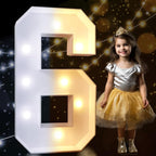 Pooqla 3FT Light Up Marquee Numbers, Cool White and Warm White LED Large Lighted Sign for Party Decoration, Giant Mosaic Numbers for 6th 16th 60th Birthday Decoration, Number 6