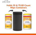 Spectrum Disinfecting Wipes Container with Push Button Lid - Refillable Dispenser for Bathroom, Kitchen, Countertop, & Home - Stainless Steel & Rust-Resistant Disinfectant Wipes Holder (Pack of 12)