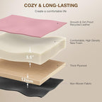 18-Inch Leather Vanity Stool Chair, Vanity Bench with Metal X-Leg, Ottoman Accent Stool with Thick Padded Saddle Seat, Pink