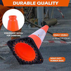 8 Pack 18 Inch Orange PVC Traffic Cones Black Base Stable Durable, Parking Lot Driveway School Training Safety Cones Multi-Purpose (8, Orange, 18 Inch)
