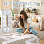 PRELIFE MEMORY 3FT/36 Inch Light Up Marquee Letter A-Z, White Frame KT Board Plug-in KT Board with Bracket White LED Party Decorative Light Decoration for Birthday Party Anniversary (K)
