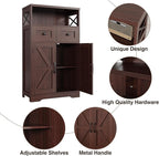 Dark Brown Storage Cabinet with Doors and Shelves - Farmhouse Kitchen Pantry Cabinet with Storage, Coffee Bar Station, Hutch Cupboard for Kitchen, Living Room, Home Office, Dining Room