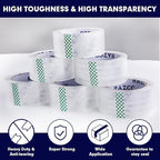 Packing Tape, 24 Rolls Clear Heavy Duty Packaging Tape with Dispensers for Packing Shipping Moving Mailing, Thicker Sealing Tape -1.88" x 65 Yards Per Roll, 1560 Total Yards