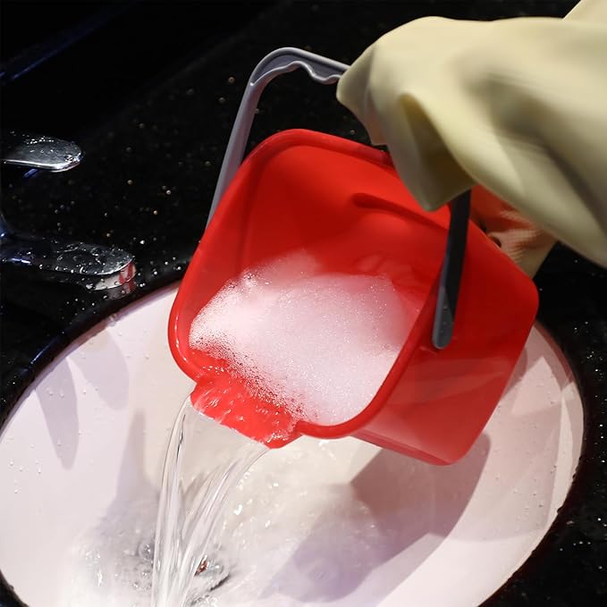 Uiifan 3 Pcs 6 Quart Bucket for Cleaning Small Sanitizing Square Bucket Detergent Pail Plastic Utility Cleaning Pail for Home Commercial Restaurant Kitchen Office School Commercial Use(Red)