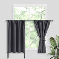 JIUZHEN Short Blackout Curtains for Small Window - Cafe Room Darkening Privacy Thermal Insulated Half Window Curtains Tiers for Bathroom,Kitchen, W 42 x L 36, Set of 2 Panels with Tiebacks, Dark Grey