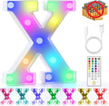 mooncow Rechargeable Light Up Letters,Colorful Marquee Letters with Remote,Gift Wrap Gifts,Bedroom Home Bar Party Decor (X)