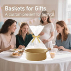 Woven Basket,Small Rope Storage Bin with Handles & Ribbon Bag, Organizer for Shelves Closets,Gift Basket Empty for Birthday,Books,Dog Toys, Jute/2 Pack