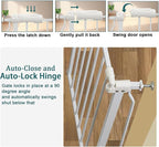 Extra Wide Baby Gates Large Long Dog Gates for The House Doorways Stairs Pressure Mount Dog Pet Gate Walk Through Metal Child Indoor Safety Gates (White, 86.3"-105"/219-267CM)