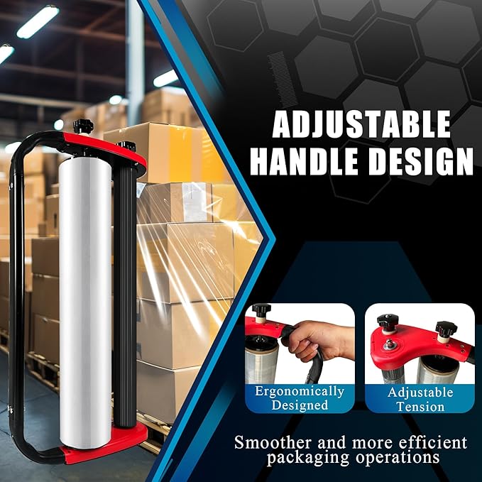 Ergonomic Stretch Film Dispenser - Reduces Operator Fatigue, Shrink wrap Handle for Warehousing, Logistics, Pallets, Commercial, and Home Use (15-in Dispenser for 15-in Stretch Film)