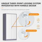 INTERGREAT Metal Garage Storage Cabinet with Lock, 72" Storage Cabinet with Locking Doors and 4 Adjustable Shelves, Lockable Steel Tool Cabinet for Home Office, School, Double Grey