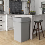 35 Gallon Gray Square Commercial Trash Garbage Can with Lid | Outdoor Office Restaurant School Kitchen