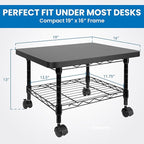 Mount-It! Under Desk Printer Stand with Wheels | Mobile Printer and Fax Cart with Storage Shelf for Office and Home Use, 2 Tiers (Black)