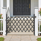 VEVOR Single Folding Security Gate, Lockable Scissor Gate with 360° Swivel Casters, Outdoor Barricade Steel Retractable Gates, for Entry Security, Garage, Warehouse & Pool, 66.93 x 51.57 in (W x H)