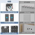 KDD Pegboard Combination Kit, Wall Mount Organization Peg Board with Mouse & Keyboard Holder, Pen Holder, Hooks, Headset & Controller Stand - Modular Hanging Organizer Accessories