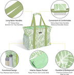 BALEINE Extra Large Utility Tote Bag with Wire Frame for Storage (Antique Foliage, 16.5''x14''x10'')