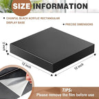 Chunful Black Acrylic Display Box Riser Trophy Base Acrylic Pedestal Stand Block Versatile Trophy Diorama Base and Storage for Photography Props Home Office Decor Showing(12" L X 12" W X 2" H)
