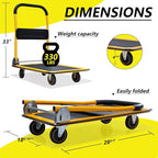 Foldable Push Cart Dolly - 330lb Capacity Moving Cart, Heavy Duty Platform Truck with 360 Degree Swivel Wheels & Easy Storage