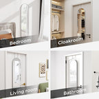 47x14 Mirror Full Length Back Door Hanging or Wall Mounted Aluminum Metal Frame Arch Mirrors for Entryway Bedroom Bathroom Dressing Living Room 47 14 inch Silver