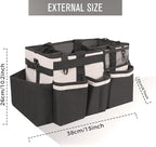 Wearable Cleaning Caddy, Cleaning Caddy Supplies Organizer with Handle & Shoulder Straps for Housekeepers, Under Sink & Car Cleaning Tool Organizers Bag with 4 Foldable Divider (Beige)
