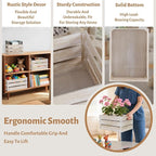 Set of 3 Wood Nesting Storage Crates with Handle(Large,Medium,Small), Farmhouse Decorative Wooden Crates for Display, Rustic Wood Baskets for Home Organization Decor (Washedwhite)