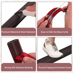 Floor Cord Cover Self Adhesive Cord Hider Floor Extension Cord Covers for Floor Power Cord Protector Cable Management Prevent Cable Trips Cable Cavity 0.59" W x 0.31" H (Dark Walnut, 3.3Ft)
