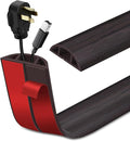 Floor Cord Cover Self Adhesive Cord Hider Floor Extension Cord Covers for Floor Power Cord Protector Cable Management Prevent Cable Trips Cable Cavity 0.59" W x 0.31" H (Dark Walnut, 10Ft)