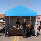 CROWN SHADES 10X10 Comercial Instant Canopy Pop Up Tent with Center Lock, 300D Fabric, 4 Sidewalls, Sto'N Go Bag, Sky Blue