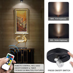 LED Spotlight, Battery Powered Picture Lights, Uplighting Indoor, Puck Lights with Remote, Stick Spot Light for Wall Display Dartboard Painting Artwork Accent-Silver