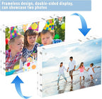 HELPLEX Acrylic Frame, 5 Pack 8x10 Picture Frames, 20mm Thicker Frameless Clear Frame Double Sided Magnetic Frame, Free Standing Desktop Display Stand Acrylic Frames