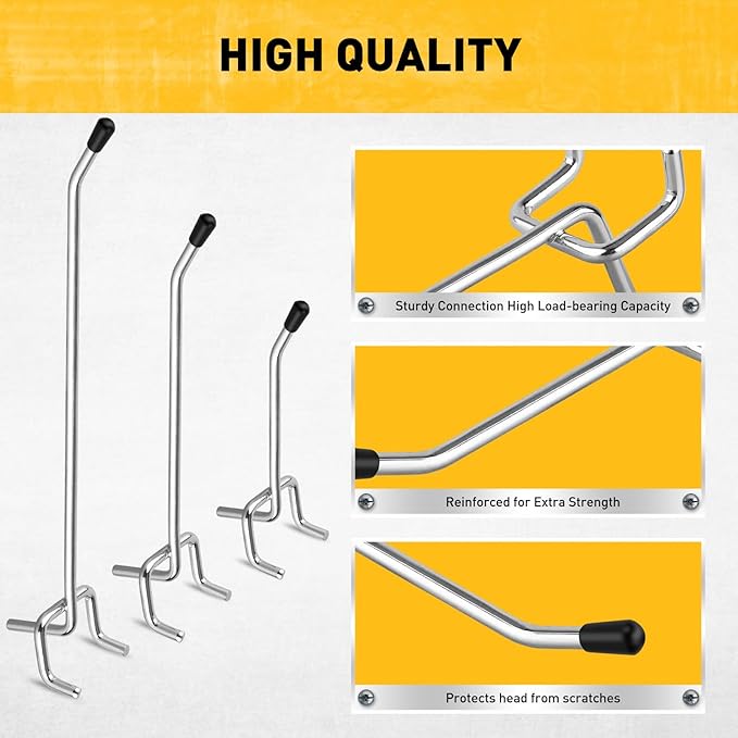 ELEAD 66-Piece 2/4/6 Inch Pegboard Hooks, Heavy Duty Peg Board Organizer Accessories, Peg Board Tool Hangers Fit for 1/4" and 1/8" Pegboard Hanging Tools Garage, Workshop, and Craft Storage