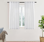 XTMYI 54 Inch Length White Short Curtains for Windows Living Room,Semi Sheer Linen Cotton Curtains for Bathroom Window Bedroom,54 in Long