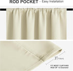 PONY DANCE Beige Kitchen Curtains 24 inch Long, Small Window Treatments Rod Pocket Energy Efficient Short Blackout Curtain Panels for Rv Camper, 29-inch Wide by 24 Long, Light Beige, 2 Pieces