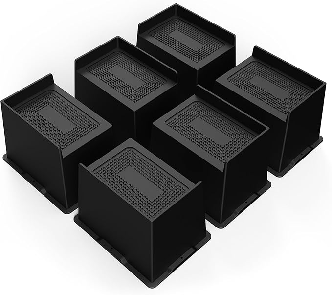 Bed Risers 5 Inch Heavy Duty, Oversized Furnitures Risers 5 inch Support 6000 lbs, Bed Table Rising Blocks, Fits for Couch, Sofa, Chair, Furniture Lifts (Black 6 Pack, 5 inch)
