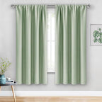 JIUZHEN Blackout Curtains for Bedroom/Living Room - Thermal Insulated Room Darkening Rod Pocket Curtains for Living Room, Set of 2 Panels with Tiebacks, 42 x 63 Inch Length, Light Green