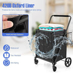 Goplus Shopping Cart for Groceries, Jumbo Upgraded Folding Grocery Cart with Waterproof Liner, 330 LBS Weight Capacity, 360° Swivel Wheels, 33 Gal Double Basket, Heavy Duty Foldable Utility Cart