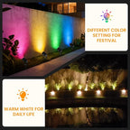 RGBW Christmas Spotlight Outdoor: 16 Color Changing Landscape Lighting with Remotes 120V Plug in Waterproof Holiday LED Spot Light for Yard Garden Tree Path House Décor, 2 Pack (RGB + Warm Light)