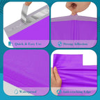 JinRuiKJ Poly Mailers with Handle 12x15.5 Inch 50 Pcs, Easy to Carry Packaging Bags for Small Business, Thank You Shipping Bags with Self Adhesive Strip, Tearproof and Waterproof - Purple