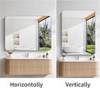 FORBATH 36x48 Inch Silver Bathroom Mirror for Over Sink, Large Rectangular Wall Mirror with Metal Frame, Rounded Corners for Bathroom, Bedroom, Entryway Decor (Horizontal or Vertical)