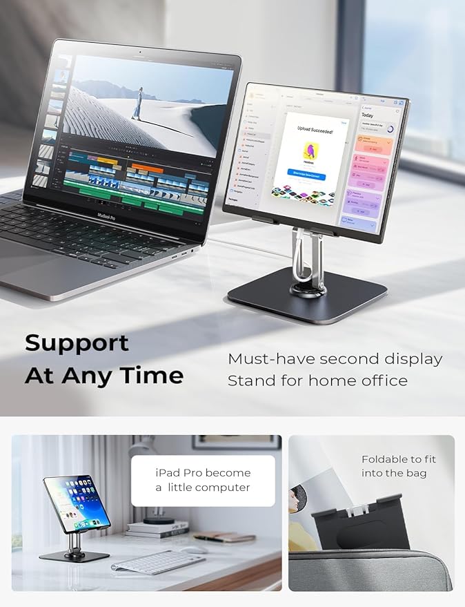 LISEN for iPad Stand Holder Adjustable Tablet Stand for Desk, 2026 for iPad Accessories Rotating Display Stand PC Office Accessories for Desk Women Kindle Table Mount/PS/Switch iPhone 12.9"-4.7"