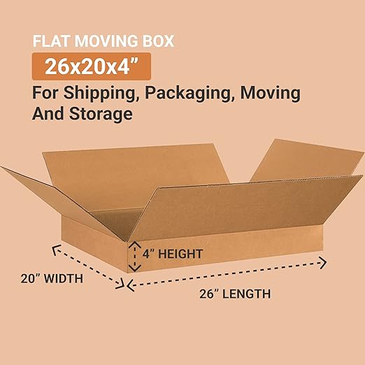 AVIDITI Shipping Boxes Large 26"L x 20"W x 4"H, 20-Pack | Corrugated Cardboard Box for Packing, Moving and Storage 26x20x4 26204