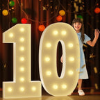 Marquee Numbers 4 Feet Tall Large Light Up Numbers 10th 10 Year Old Birthday Decorations Big Yellow Light Outdoor Anniversary Decorations Balloon Arch Kit Party Backdrop 10