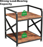Ollieroo 2 Tier Printer Stand with Storage Shelf, Printer Table with Height Adjustable Top Shelf, Under Desk Storage Printer Cart for Paper Shredder Scanner, 3D Printer Stand for Home Office(Vintage)