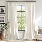 MIULEE Ivory Velvet Curtains 90 inches Long, Pinch Pleated Blackout Drapes with Hooks, Cream Thermal Insulated Pinch Pleat Panels for Bedroom Living Room, 2 Panels