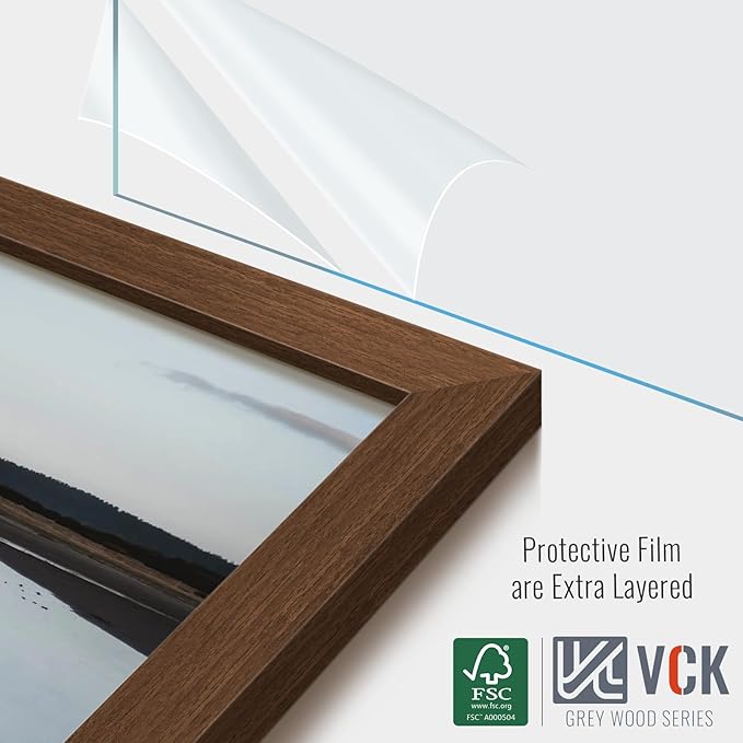 VCK 20x30 Poster Frame 2 Pack - Brown, High-End Wood Picture Frames with Polished Plexiglass, Display 16x24 Photo with Mat or 20x30 without Mat, Art Gallery-Quality, Wall Hanging, Brown
