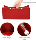 LEXSION Felt Purse Organizer Insert,Handbag Organizer with Detachalbe Zipper Pocket for ONTHEGO PM,3 Size 8034 Red Small