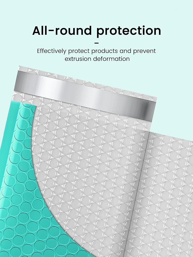 GSSSUSA Bubble Mailers 4x8 Inch 100 Pack Padded Envelopes Usable Size 4x7 Inch Shipping Envelopes Self Seal Small Packaging Shipping Bags for Mailing Jewelry, Small Business, Teal